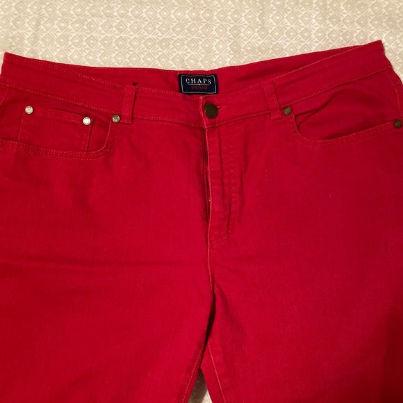 Chaps Daniella Curvy Fit Red Denim Jeans Size 16 - Picture 12 of 13